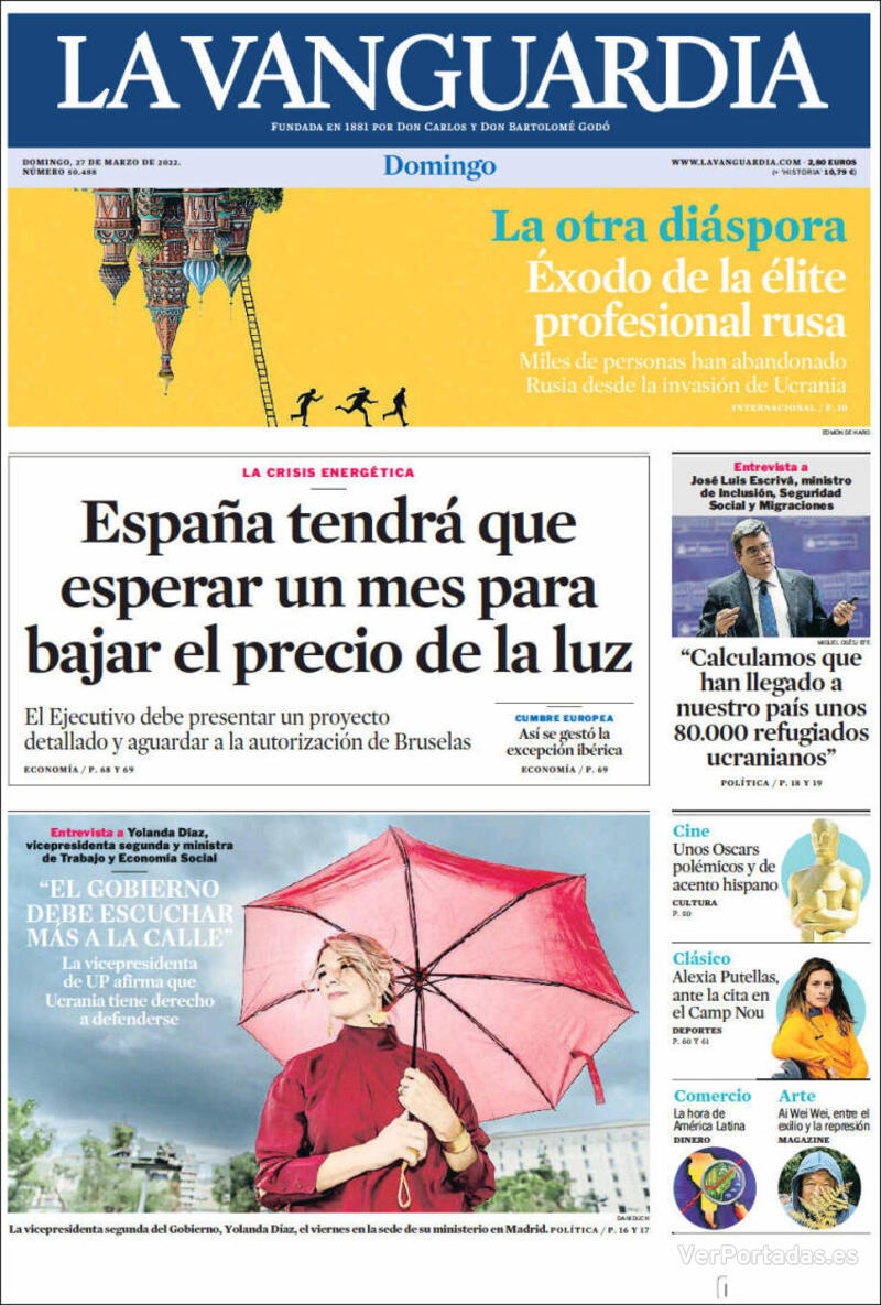 Portada La Vanguardia 2022-03-28