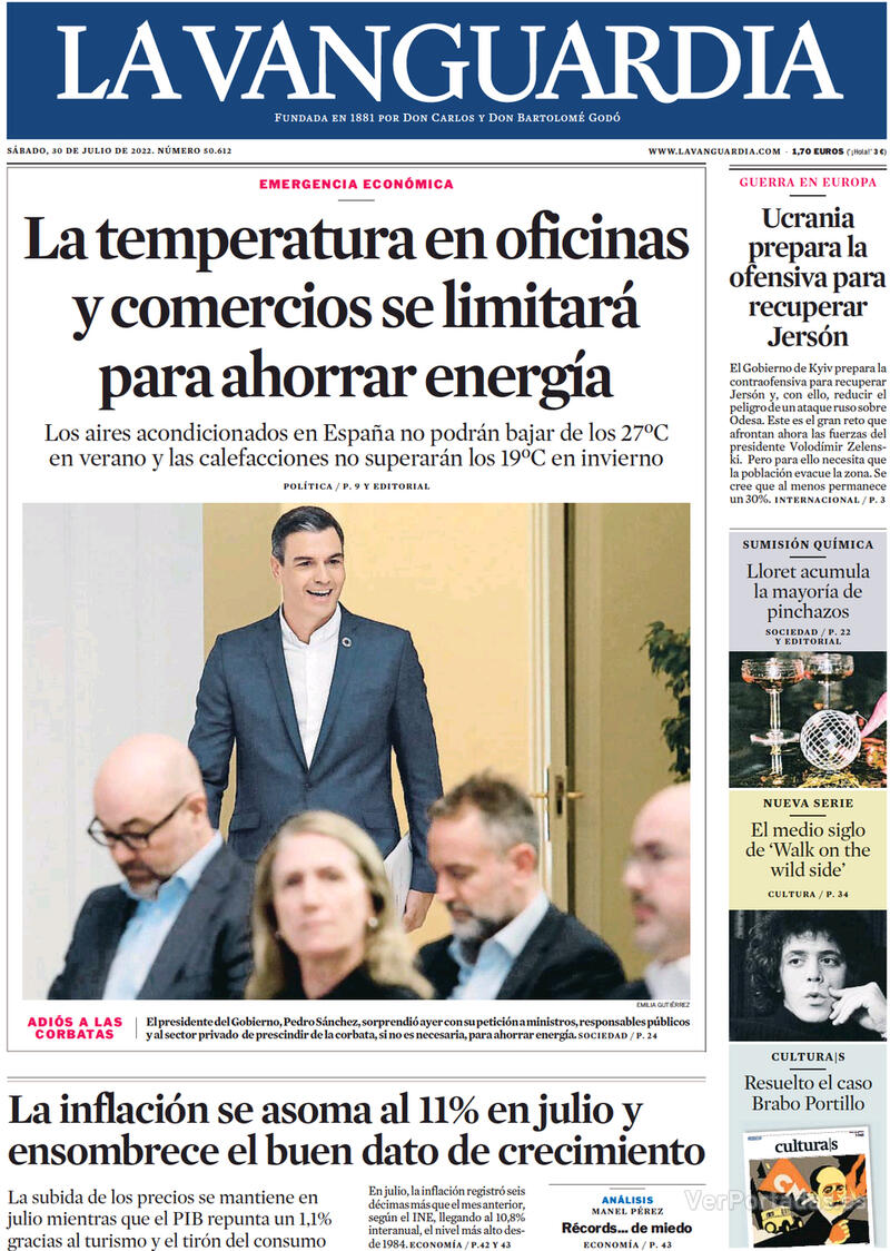 Portada La Vanguardia 2022-07-31