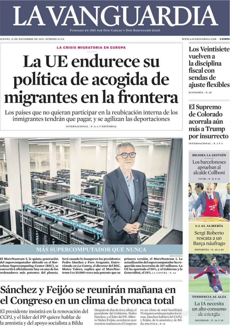 Portada El Correo 2023-12-21