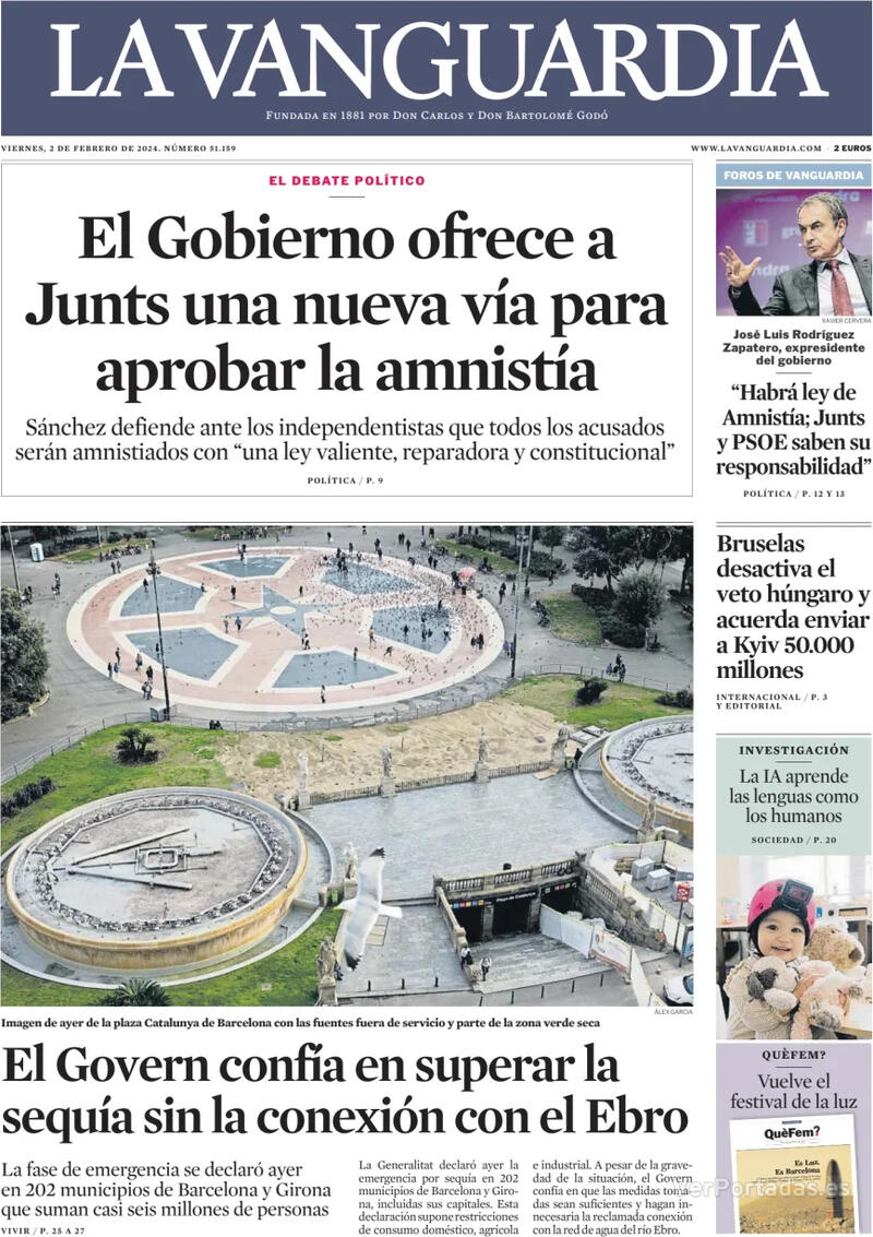 Portada La Vanguardia 2024-02-03