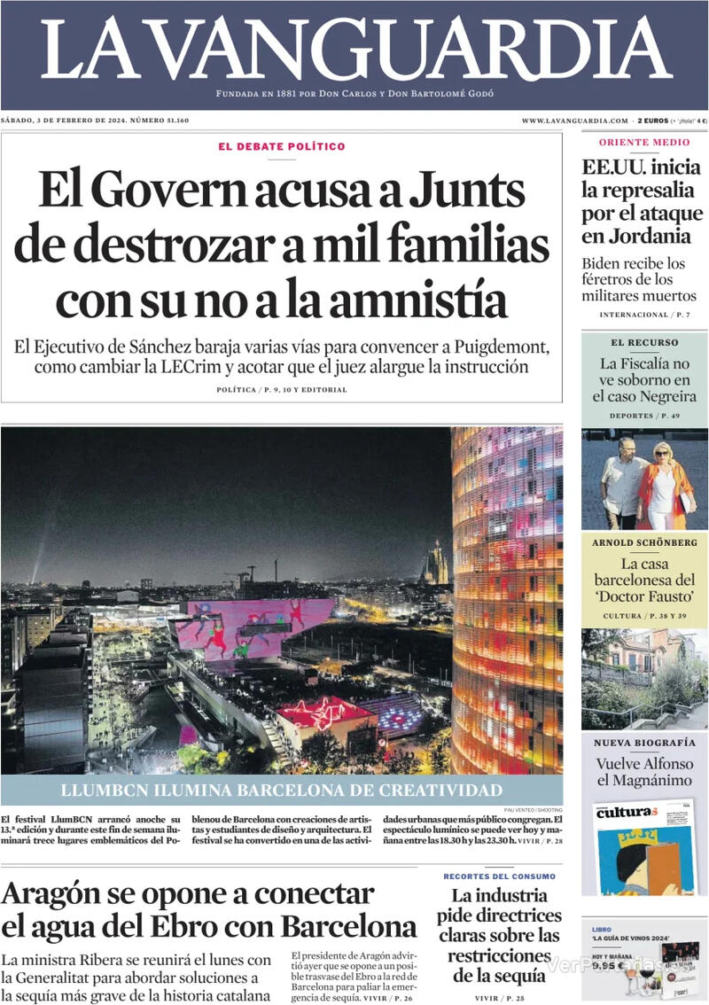 Portada La Vanguardia 2024-02-04