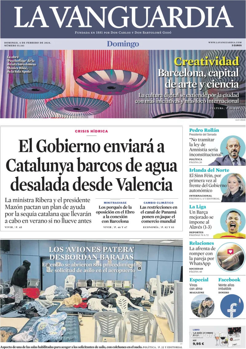 Portada La Vanguardia 2024-02-05