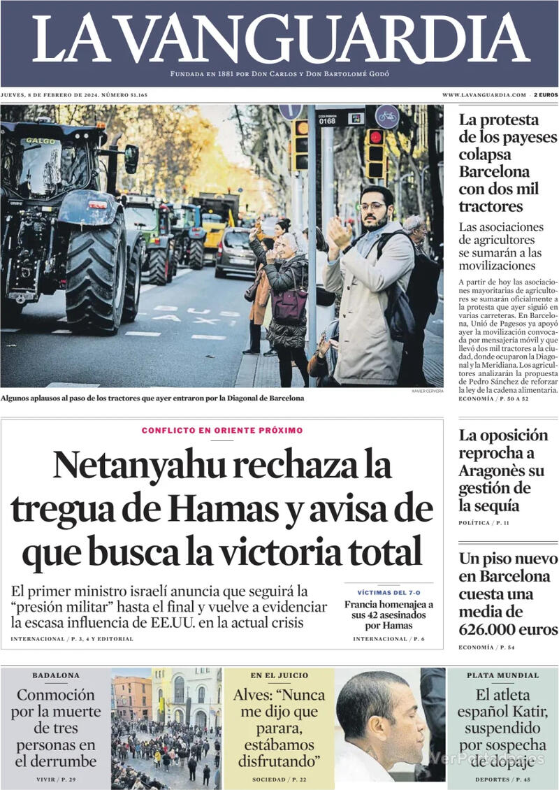 Portada La Vanguardia 2024-02-09