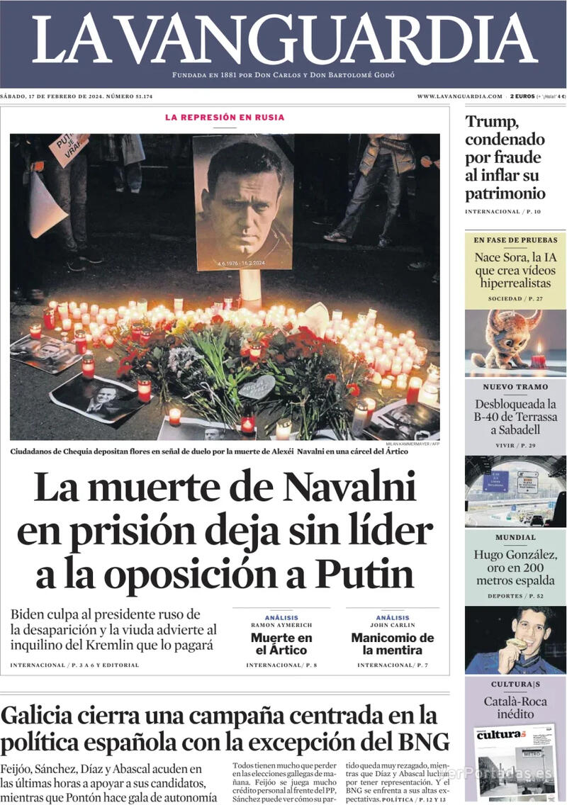 Portada La Vanguardia 2024-02-18