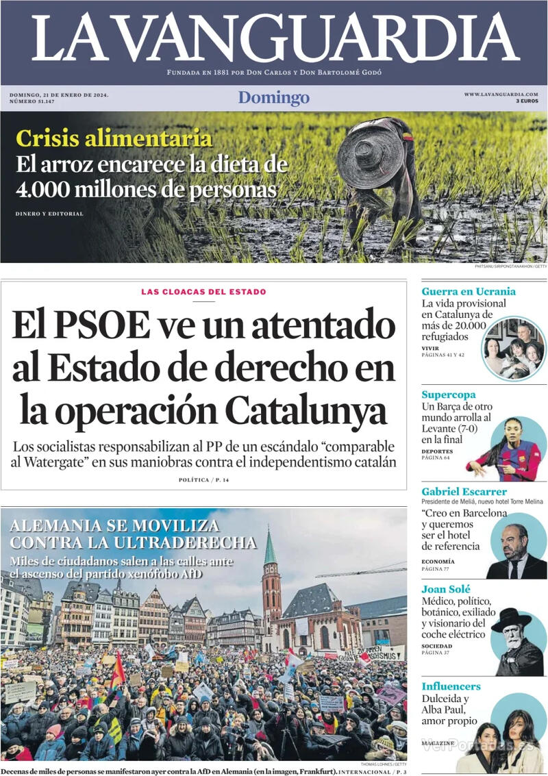 Portada El Correo 2024-01-21