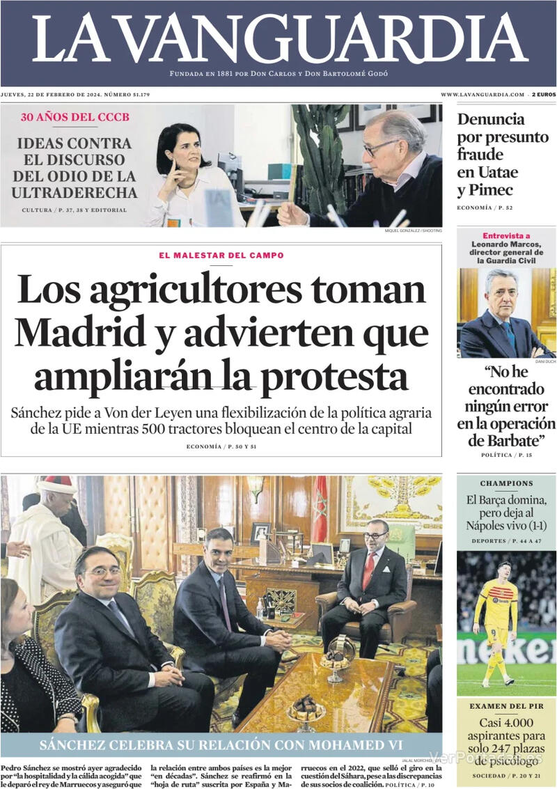 Portada La Vanguardia 2024-02-23