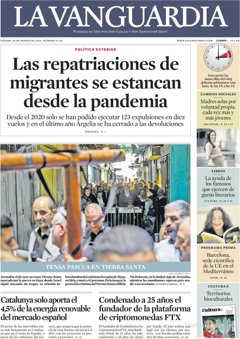 Portada La Vanguardia 2024-03-31