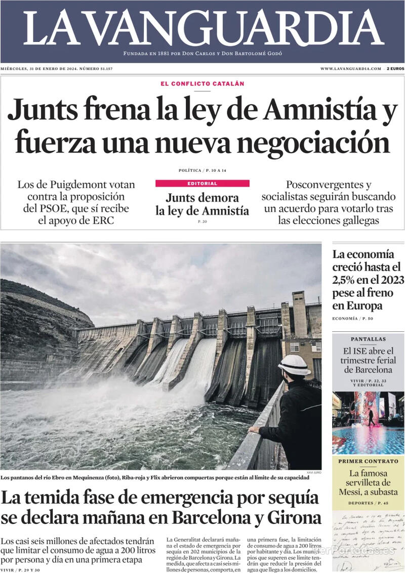 Portada La Vanguardia 2024-02-01