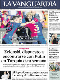 Portada periódico La Vanguardia