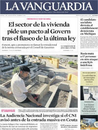 Portada periódico La Vanguardia