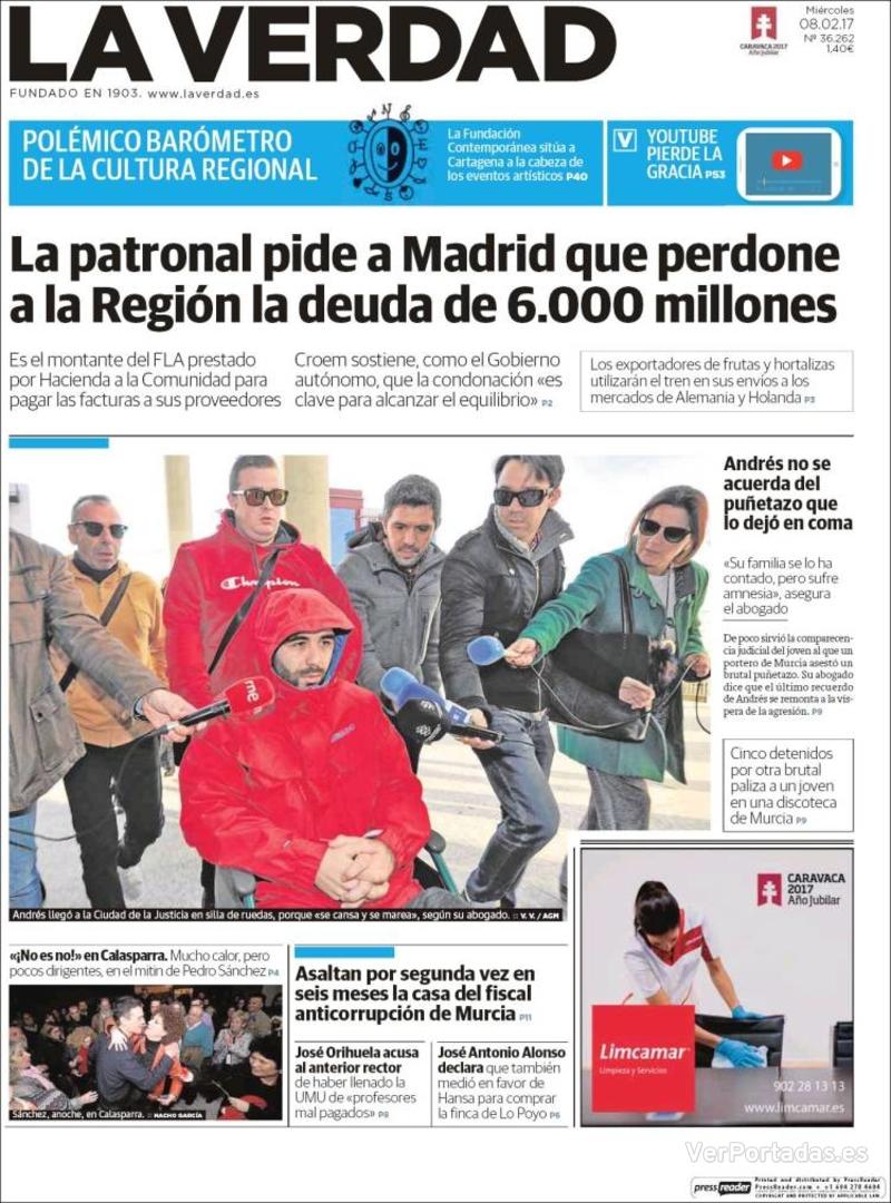 Portada Última Hora 2017-02-08