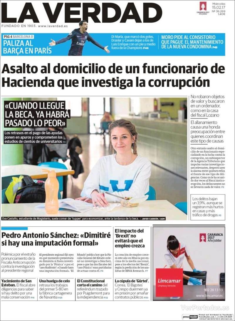 Portada Última Hora 2017-02-15