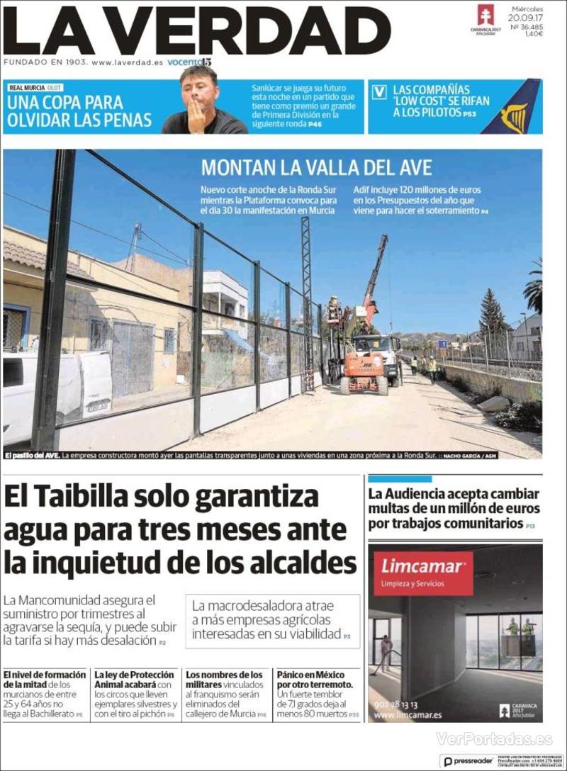 Portada Última Hora 2017-09-20