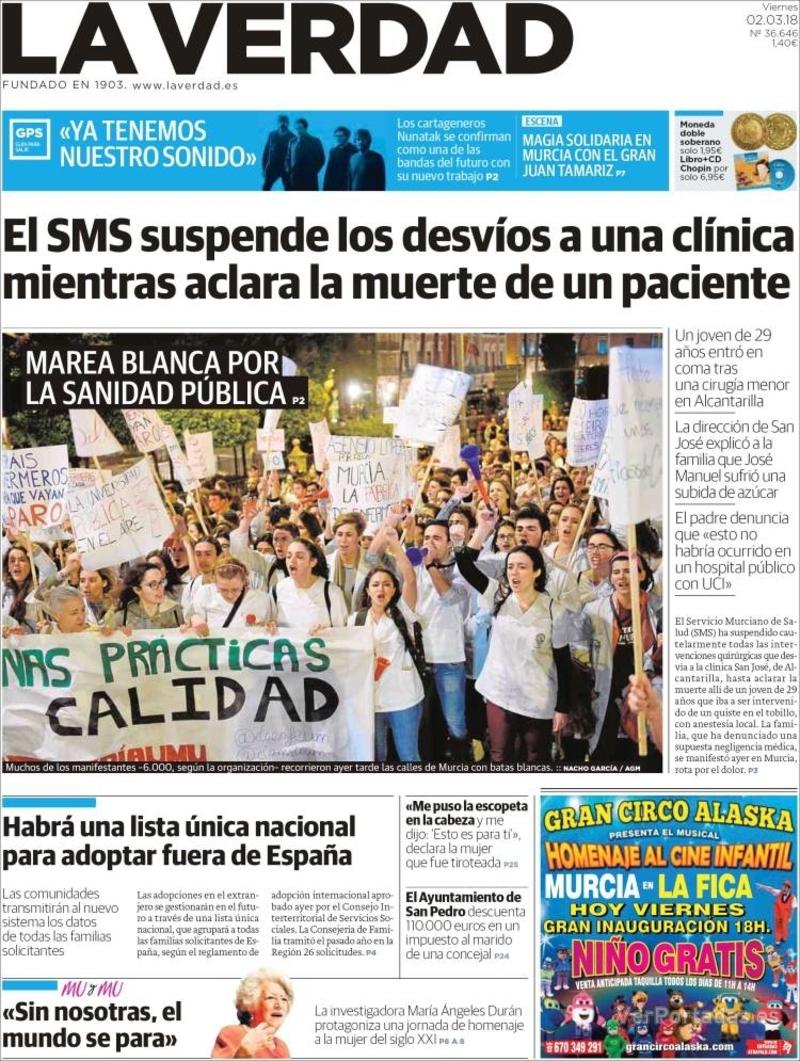 Portada Última Hora 2018-03-02