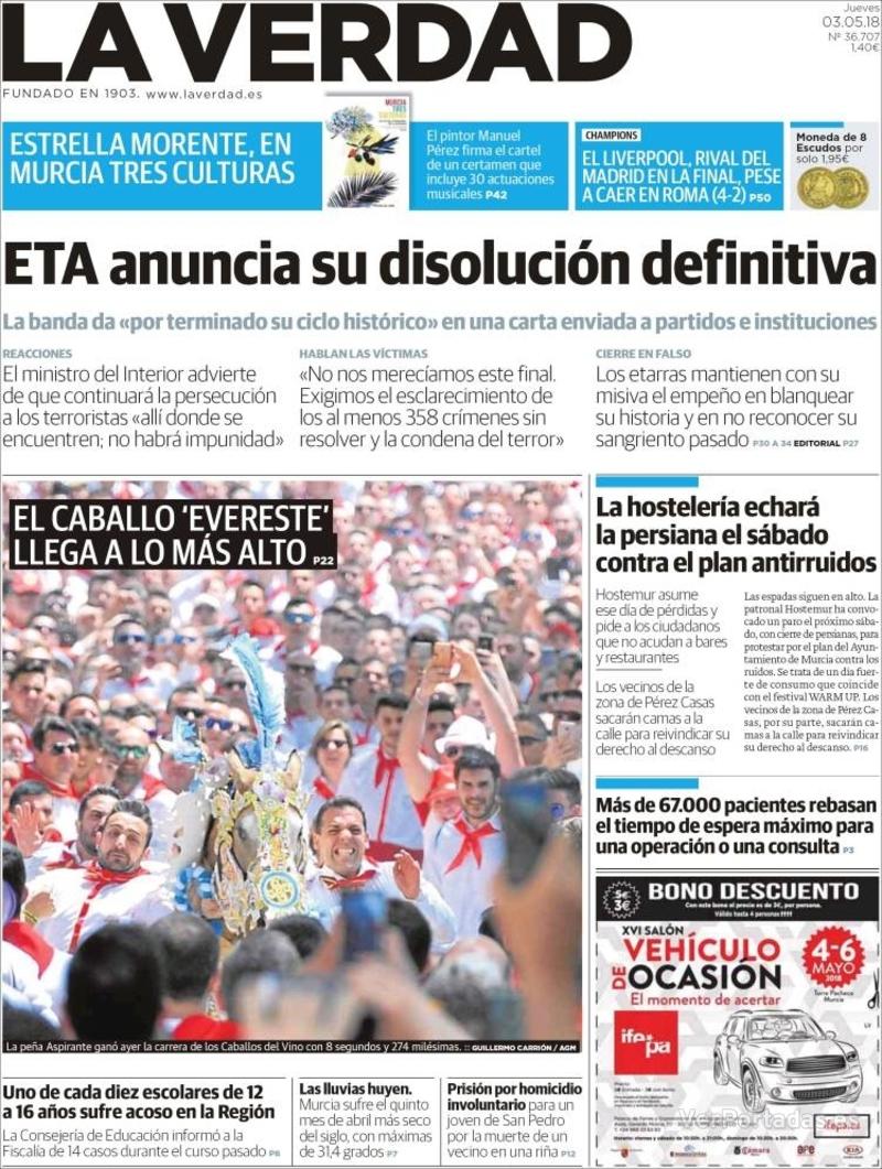 Portada Última Hora 2018-05-03