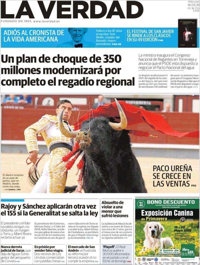 Portada Última Hora 2018-05-16