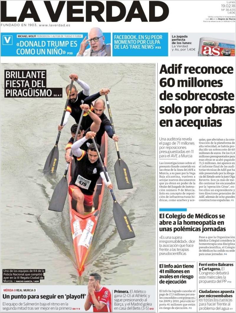 Portada Última Hora 2018-02-19