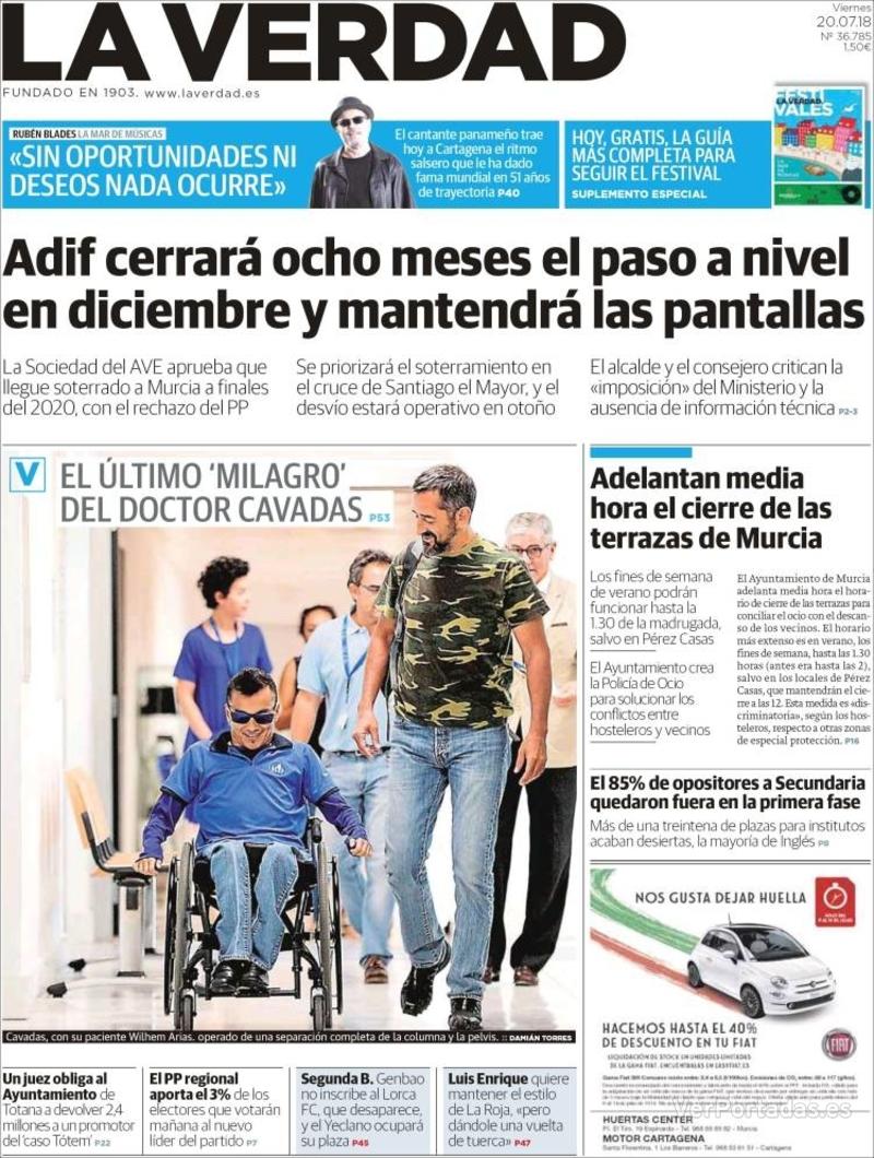 Portada Última Hora 2018-07-20