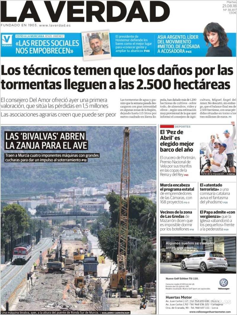 Portada Última Hora 2018-08-21