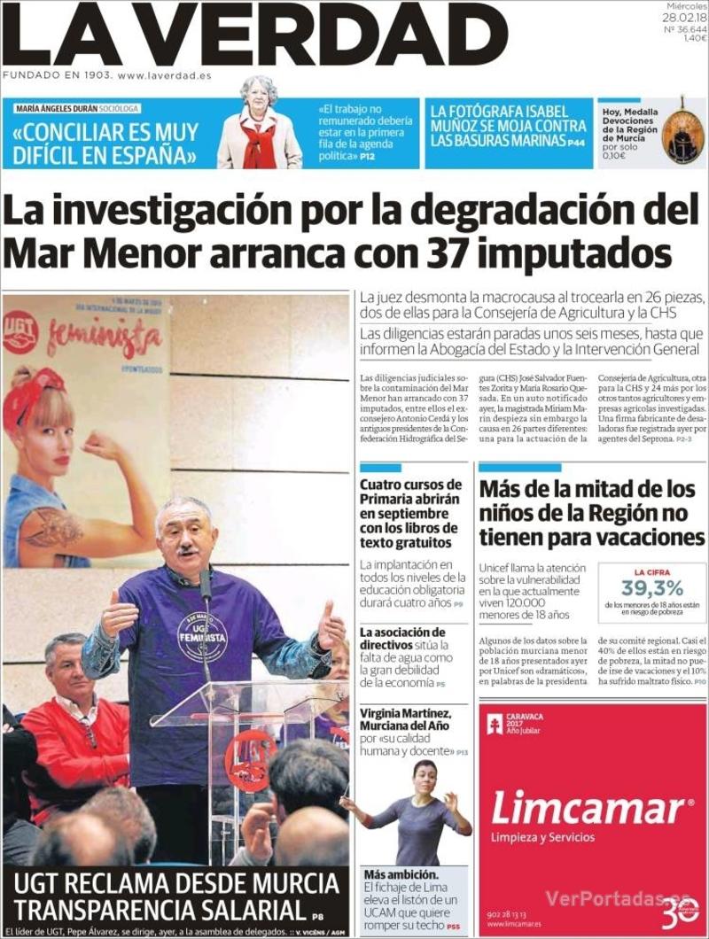 Portada Última Hora 2018-02-28
