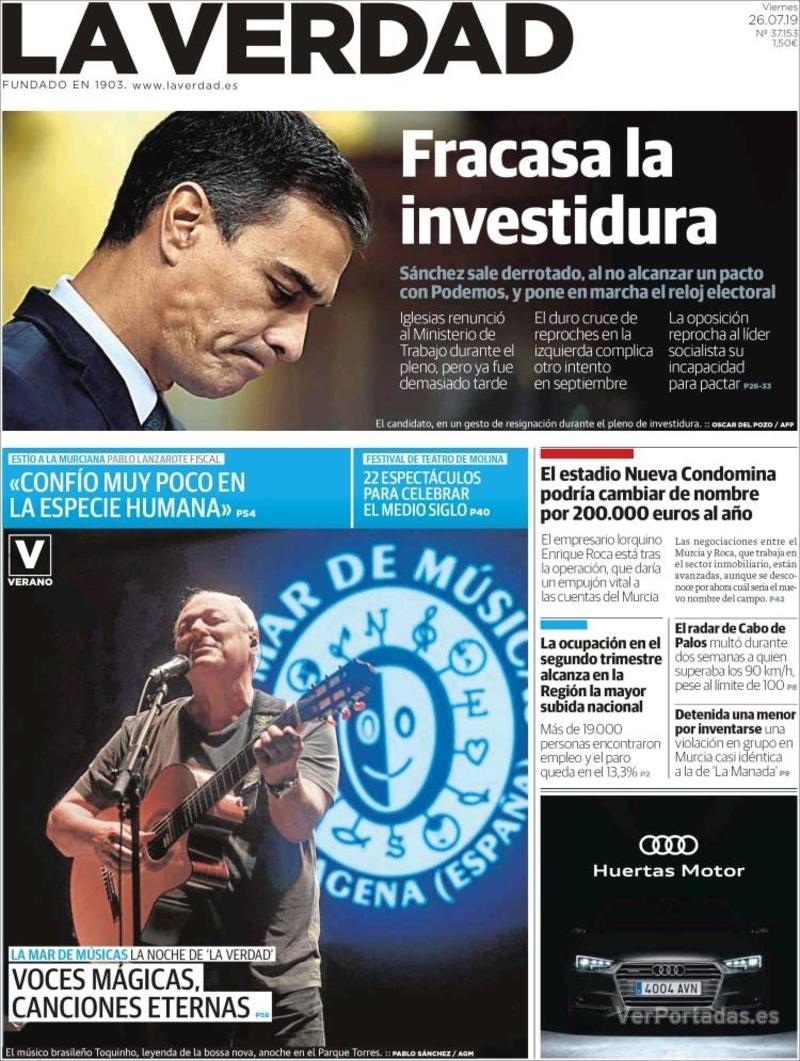 Portada Última Hora 2019-07-26