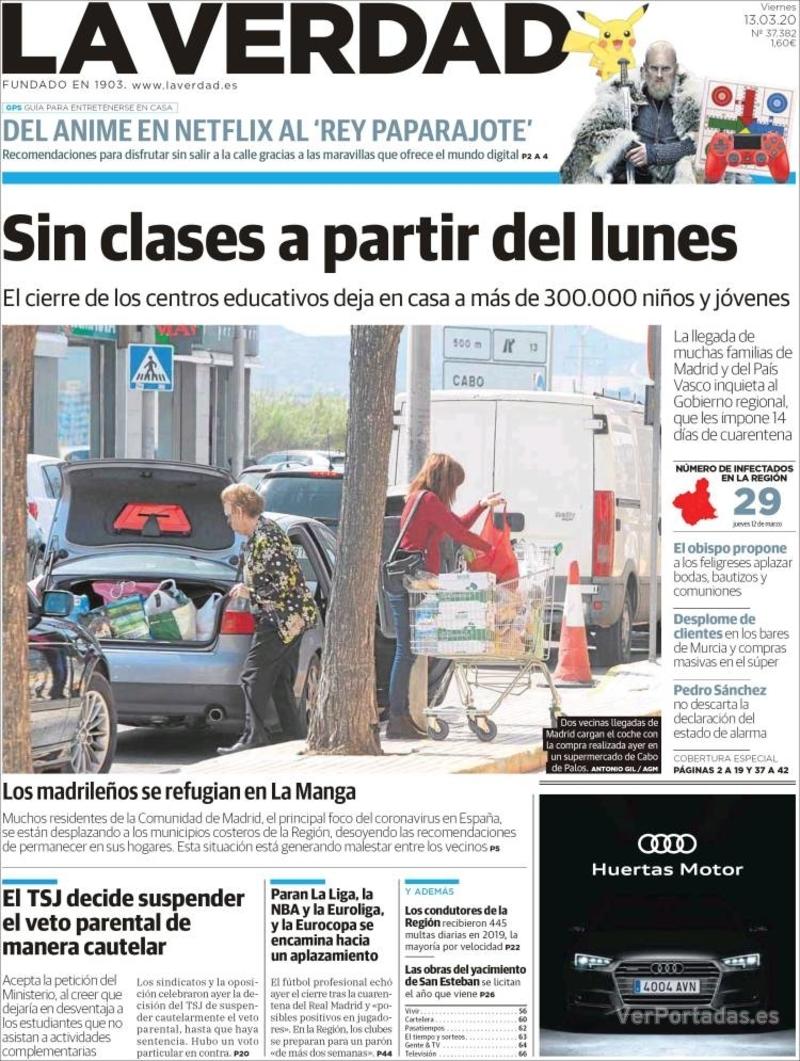 Portada Última Hora 2020-03-13