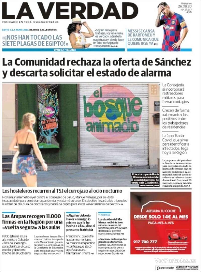 Portada Última Hora 2020-08-26