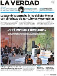 Portada La Verdad 2020-07-23
