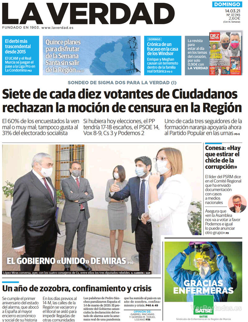 Portada La Verdad 2021-03-15