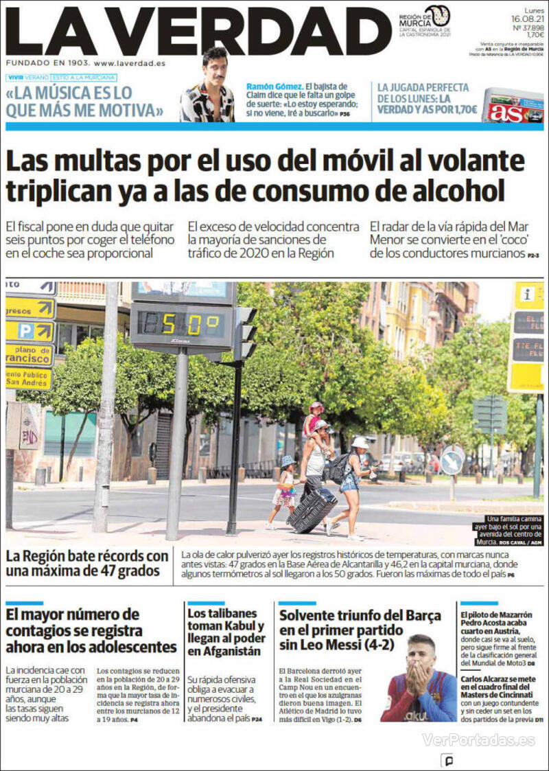 Portada Última Hora 2021-08-16