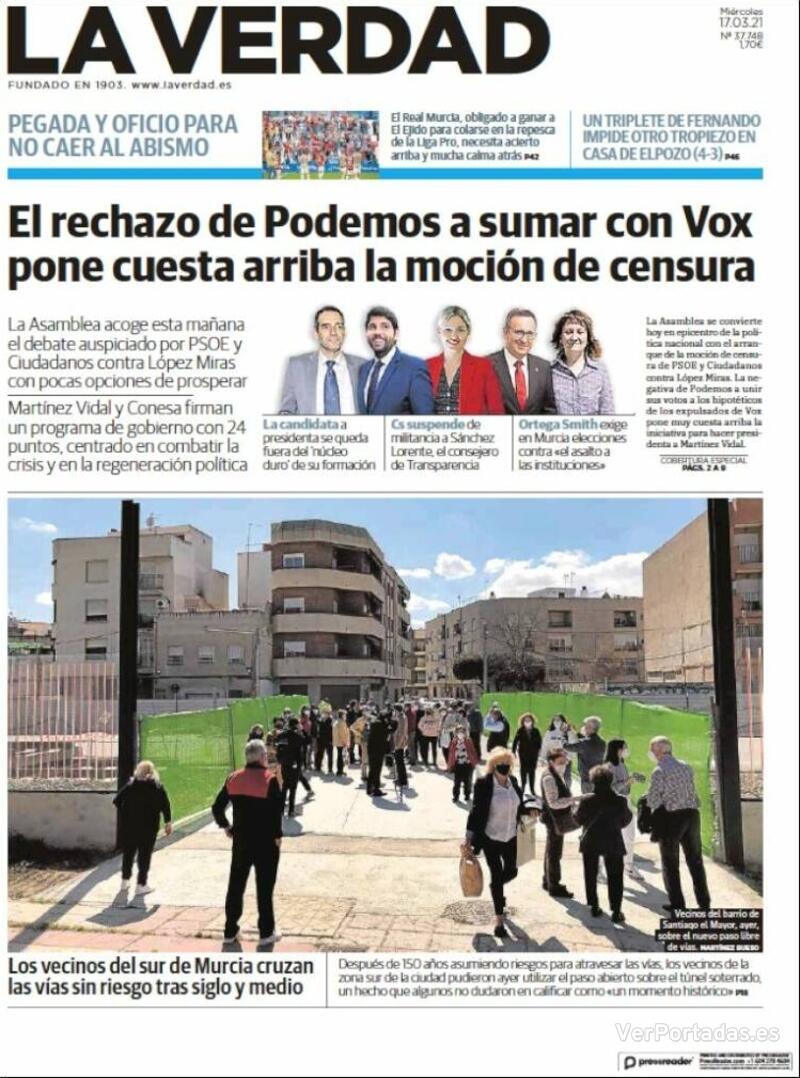 Portada La Verdad 2021-03-19