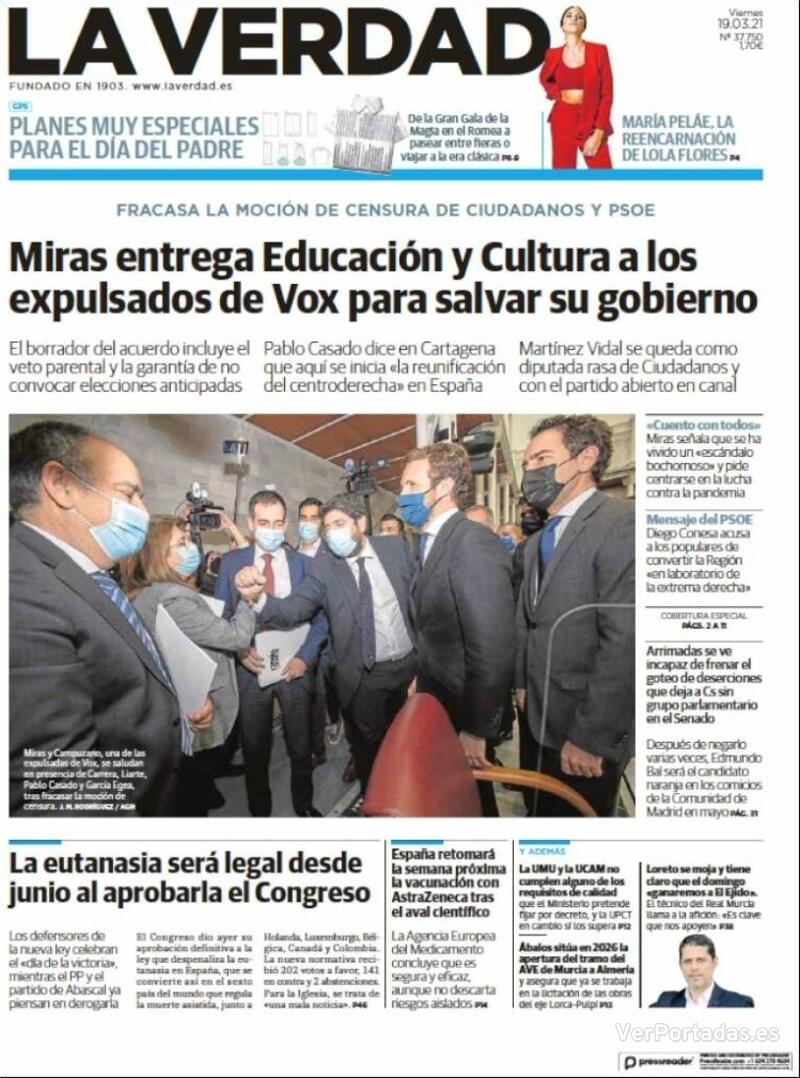 Portada La Verdad 2021-03-20