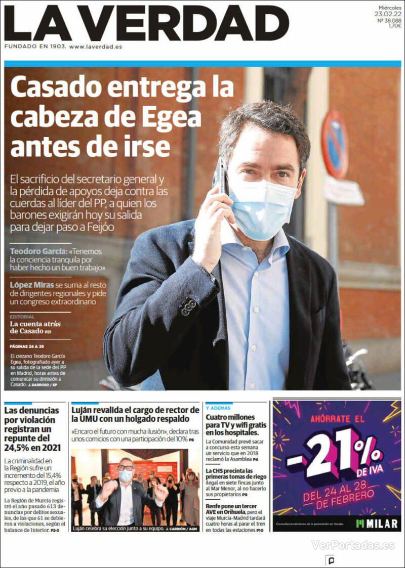 Portada Última Hora 2022-02-23