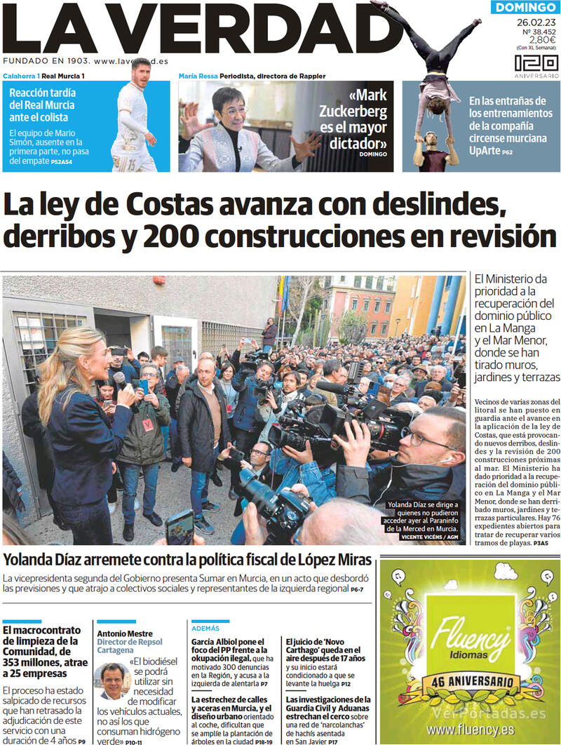 Portada La Verdad 2023-02-27