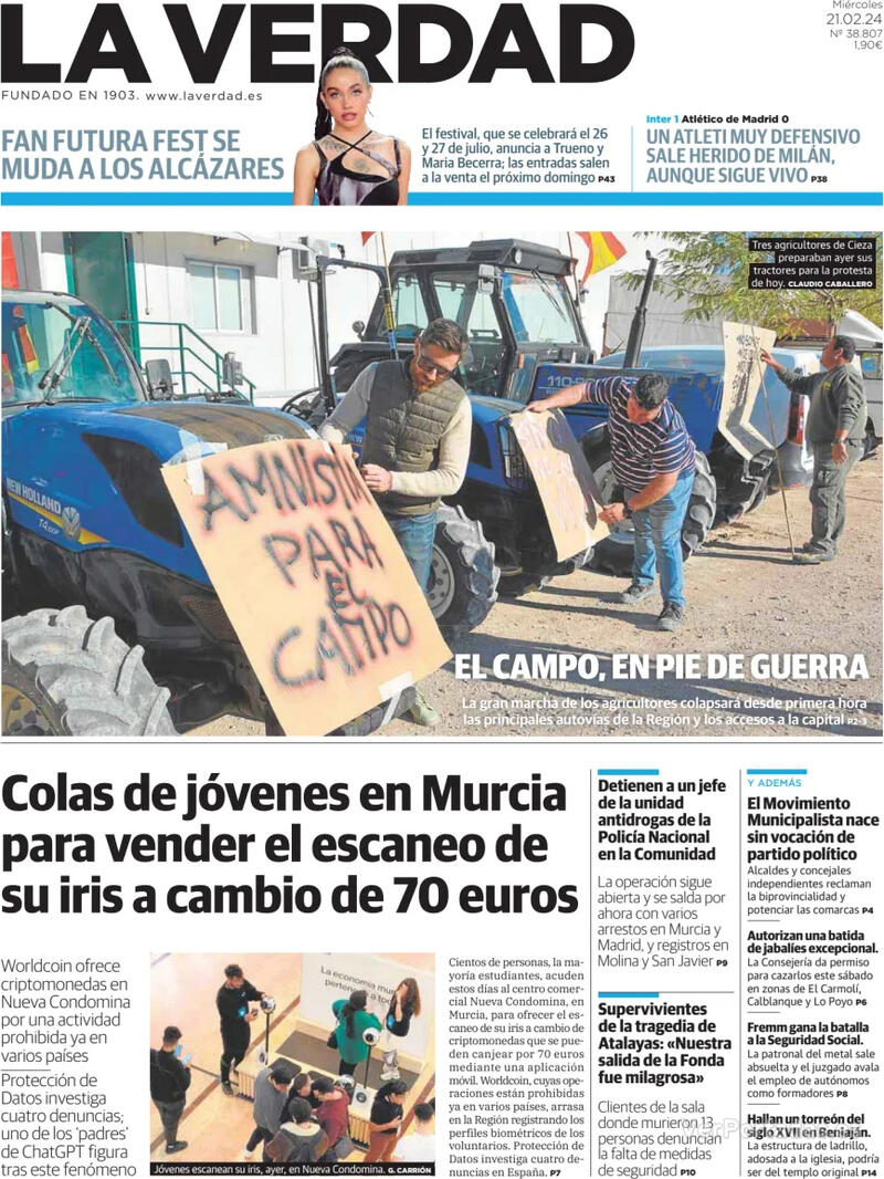 Portada La Verdad 2024-02-22