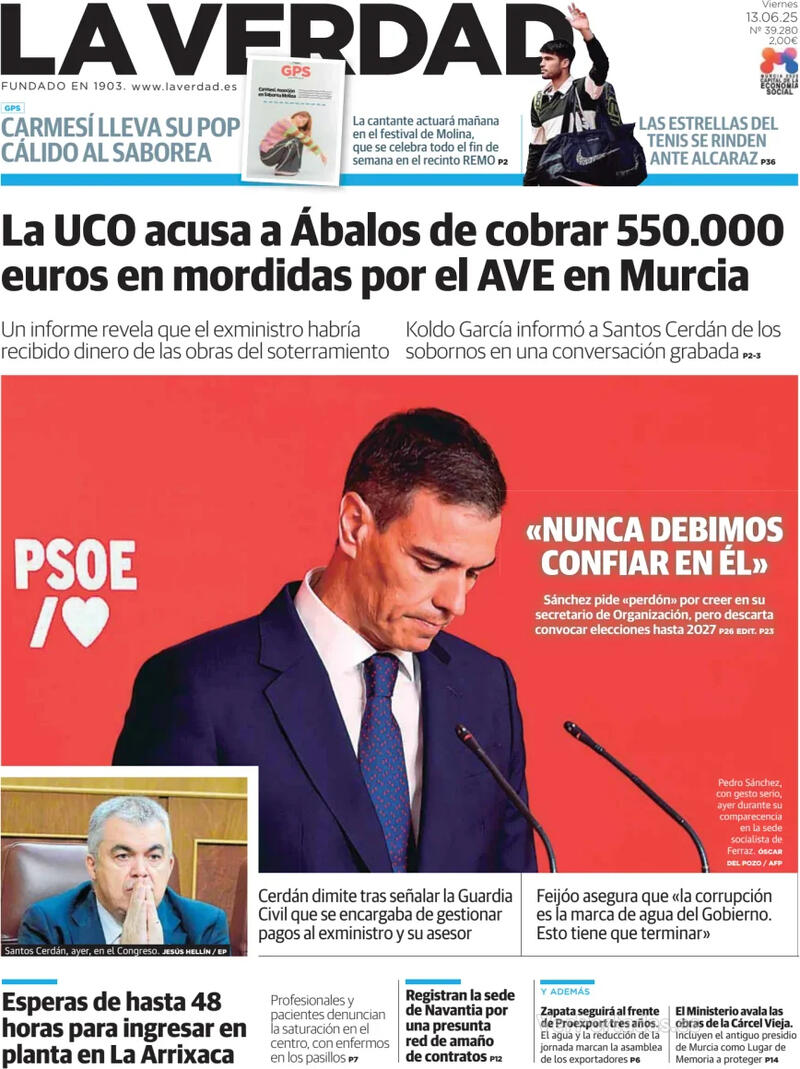 Portada Última Hora 2025-06-13