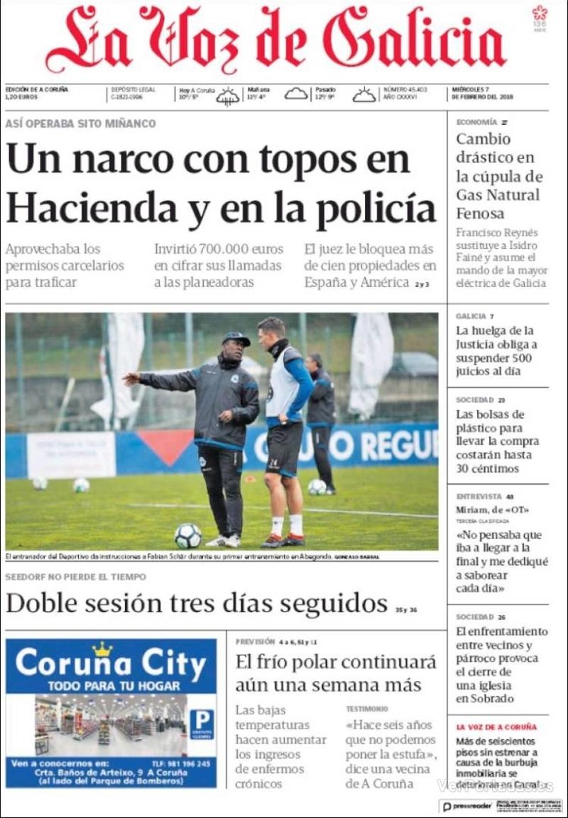 Portada La Nueva España 2018-02-07