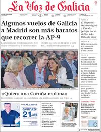 Portada La Voz de Galicia 2018-09-29