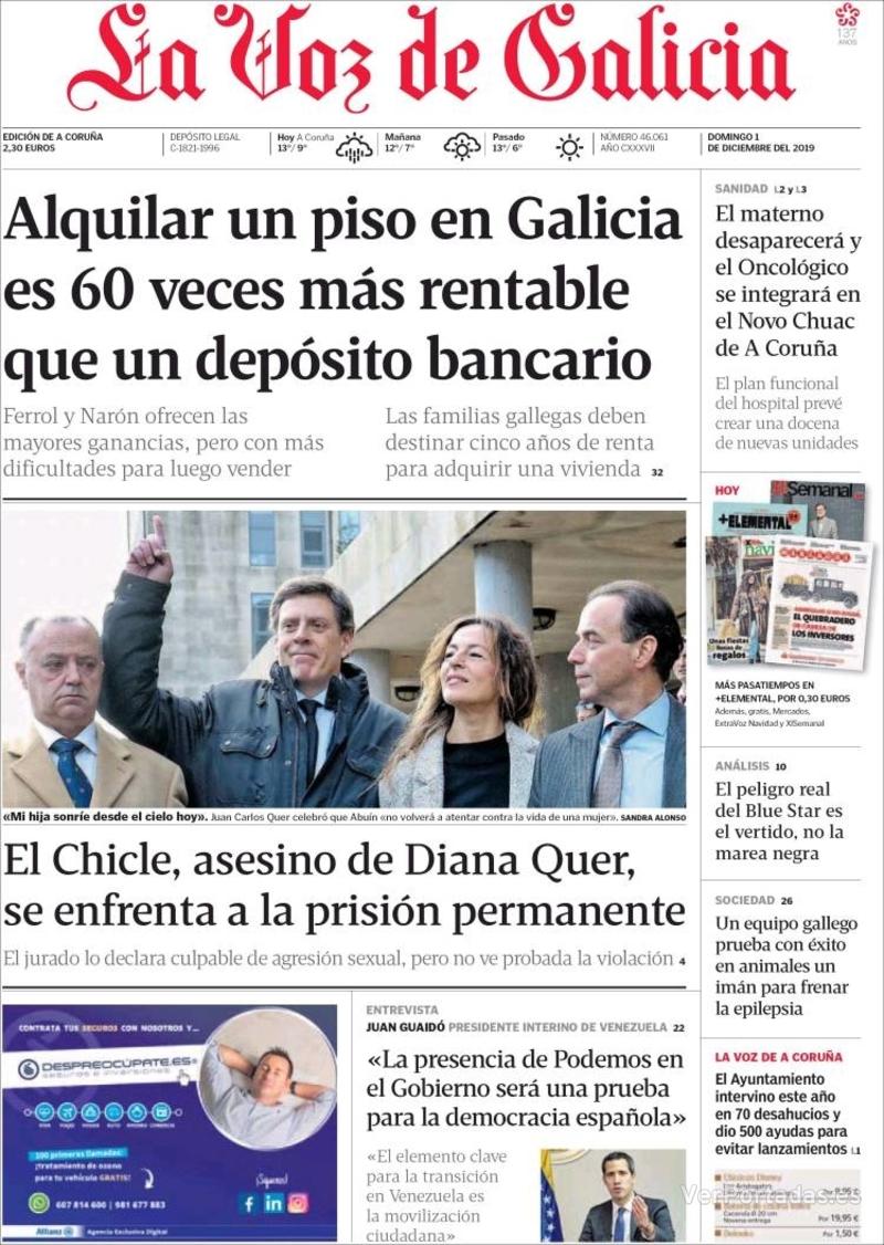 Portada La Voz de Galicia 2019-12-02