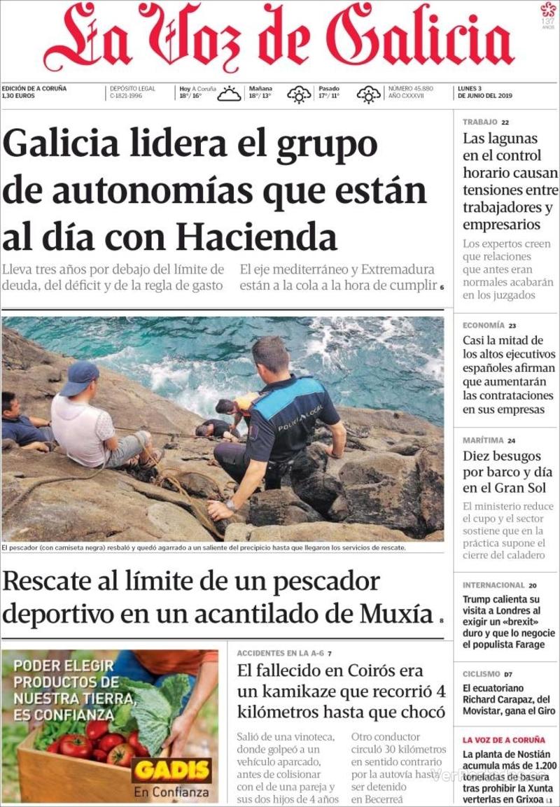 Portada La Voz de Galicia 2019-06-04