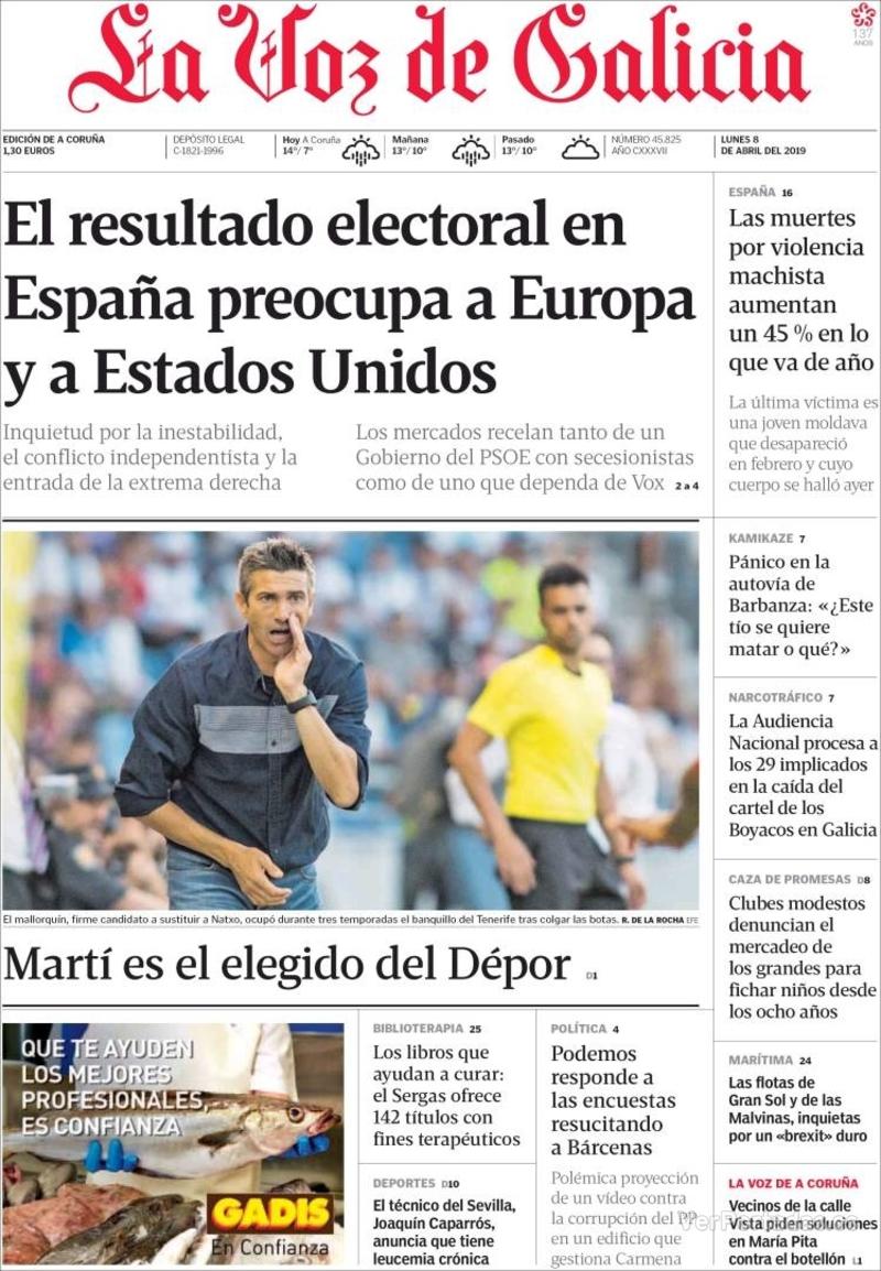 Portada La Voz de Galicia 2019-04-09