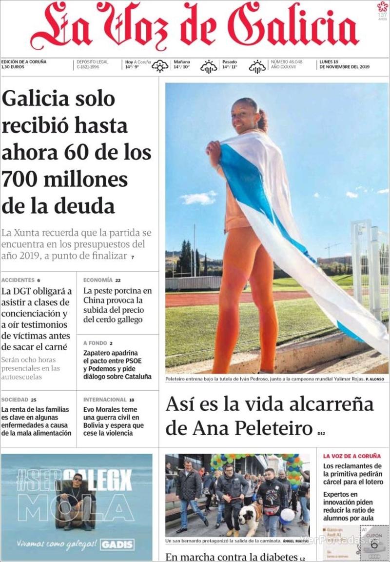 Portada La Voz de Galicia 2019-11-19