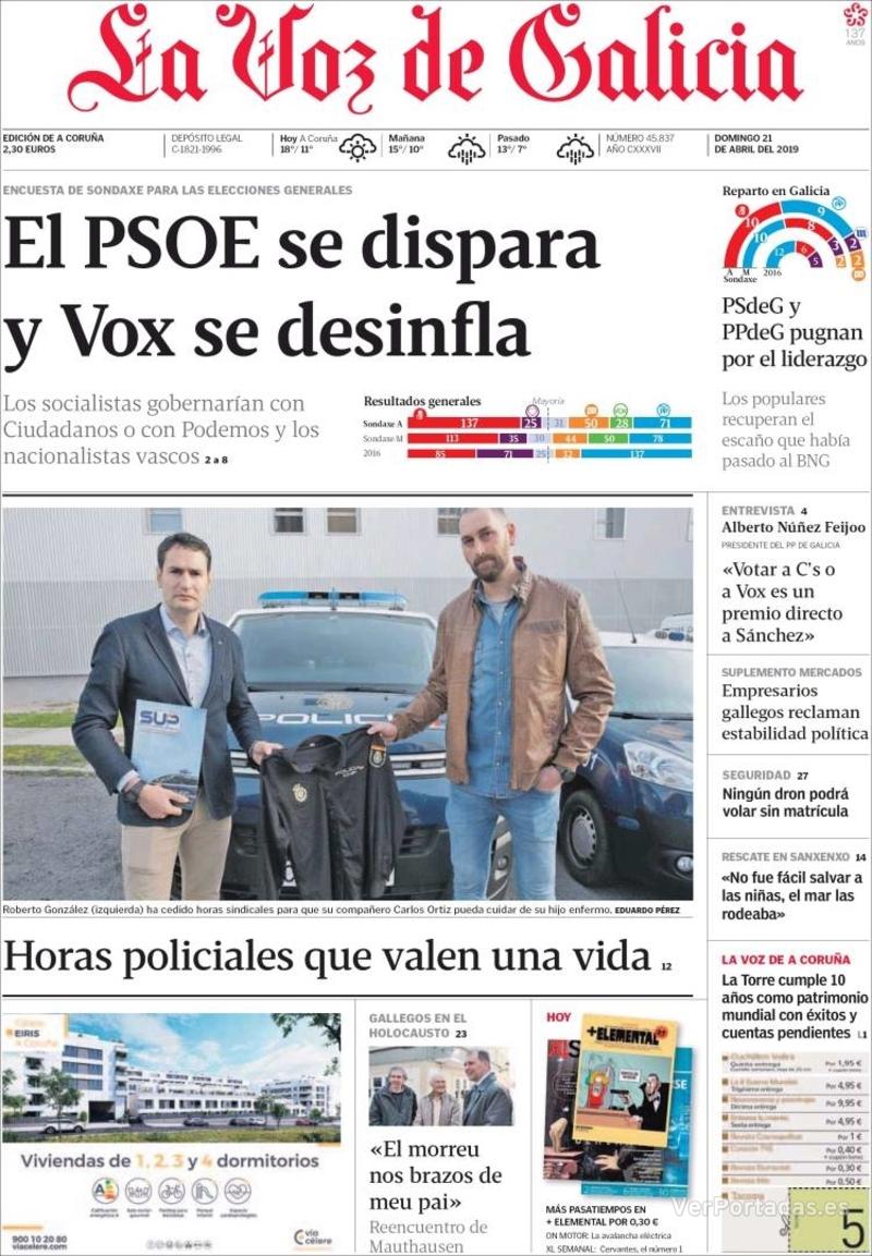 Portada La Voz de Galicia 2019-04-22