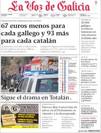 Portada La Voz de Galicia 2019-01-15
