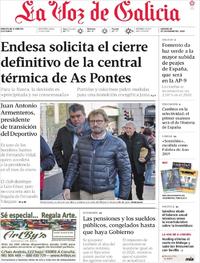 Portada La Voz de Galicia 2019-12-28