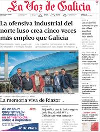 Portada La Voz de Galicia 2019-10-29