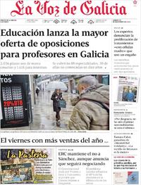 Portada La Voz de Galicia 2019-11-29