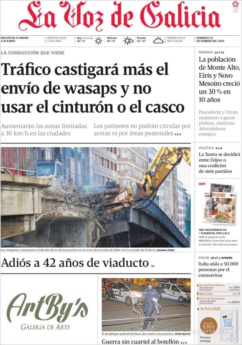 Portada La Voz de Galicia 2020-02-24