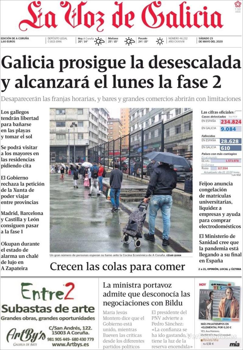 Portada La Nueva España 2020-05-23