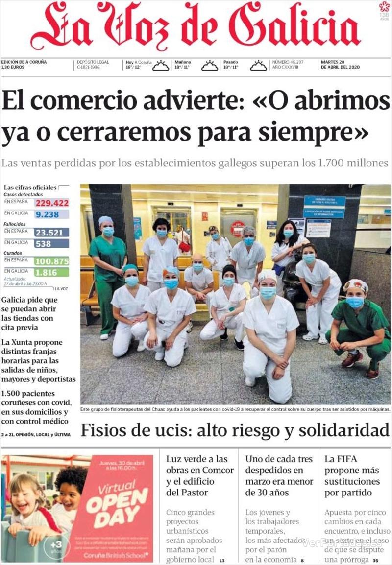 Portada La Nueva España 2020-04-28